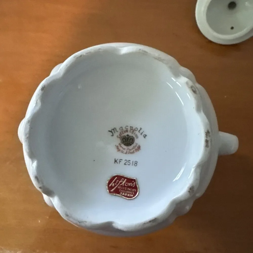 Vtg Lefton Heritage Magnolia Cream Floral Coffee Pot Handpainted #KF2518